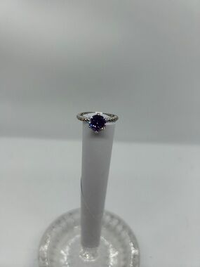 Ring with Deep Purple Round Gem - Women Jewelry